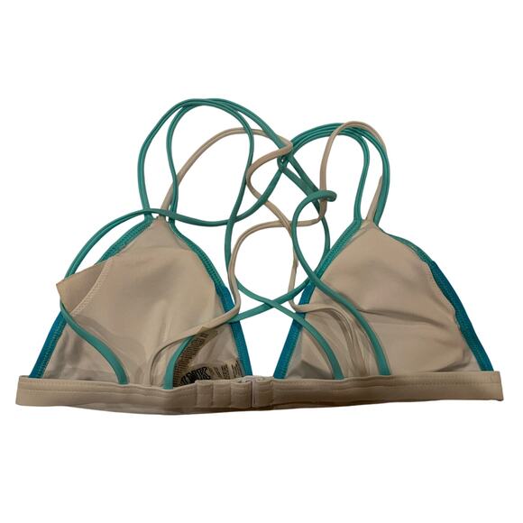 Victoria's Victoria Secret Bikini PINK Top Blue Crossed Back Straps Size S - EUC - Picture 2 of 5